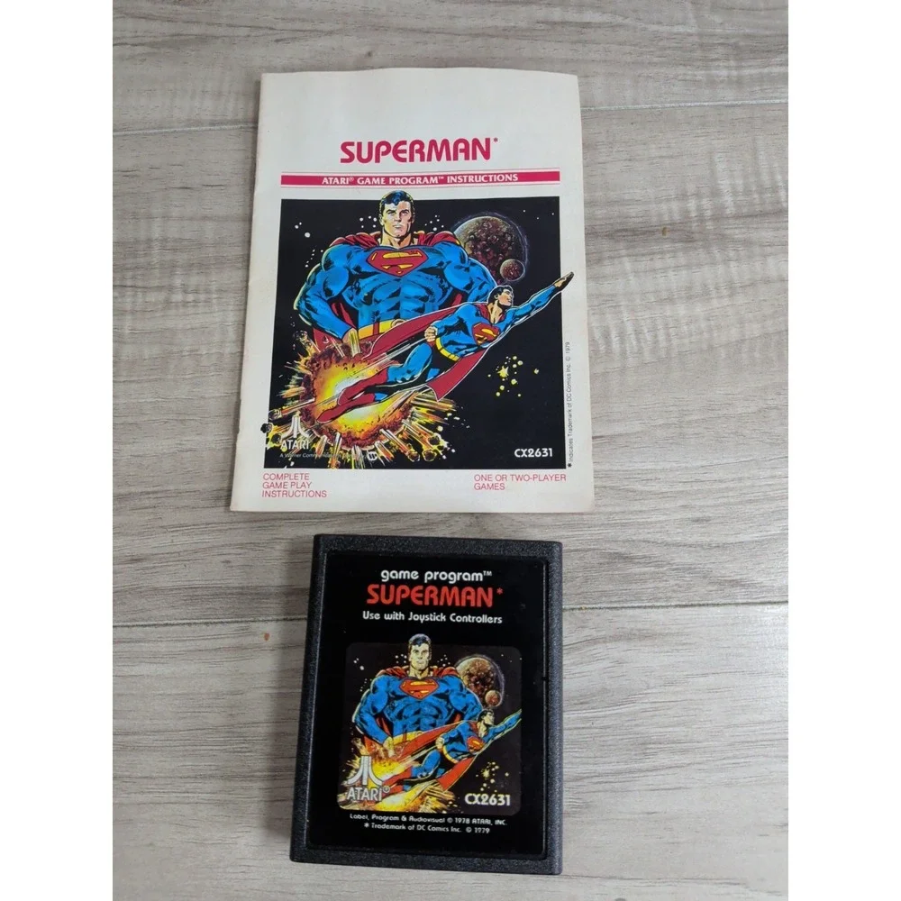 Superman for Atari 2600, Video Game Cartridge CX2631 and manual 80s